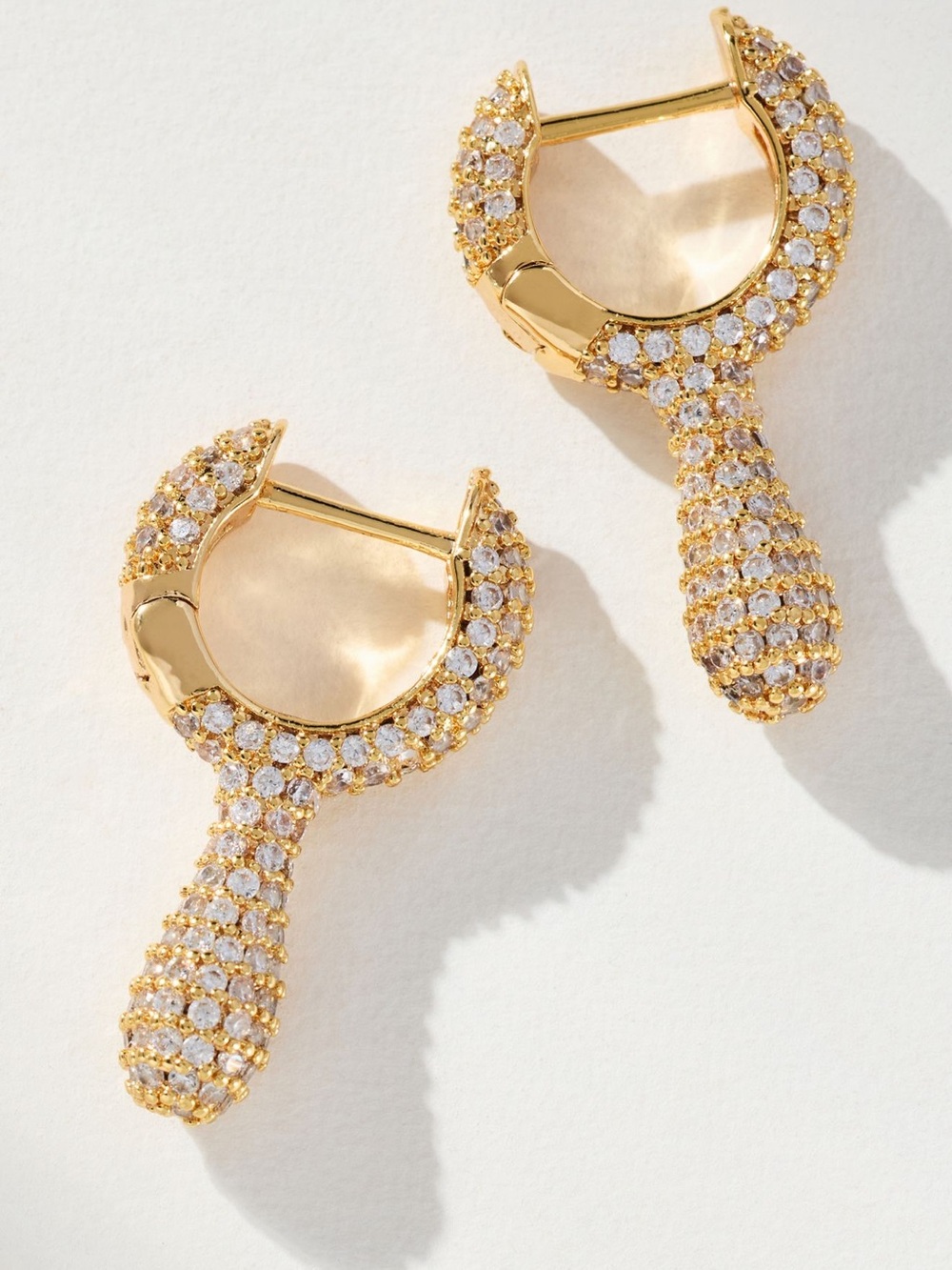 Anthropologie Drippy Crystal Huggie Hoop Earrings 14K Gold Plated Brass NEW